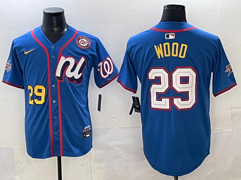 Men 2025 Washington Nationals #29 Wood blue MLB All Star Nike jersey style 3